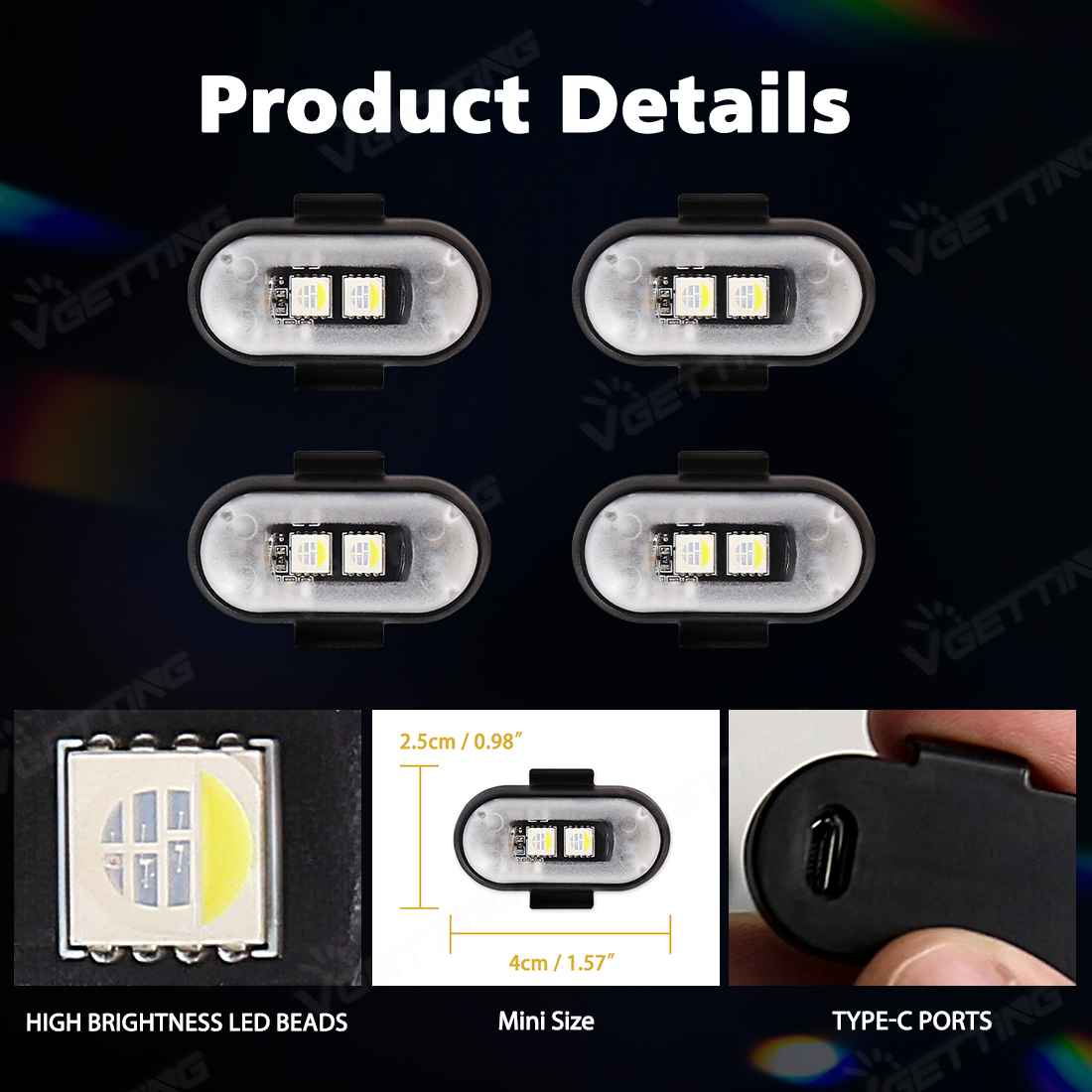 4Pcs Mini Drone Strobe Light 8 - огляд і ціна Drone Strobe Light