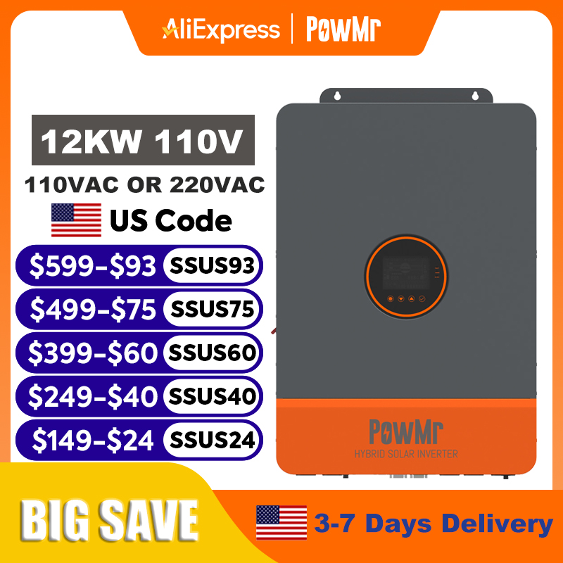 PowMr 12KW 10KW Split Phase In - огляд і ціна Drone Solar Charger