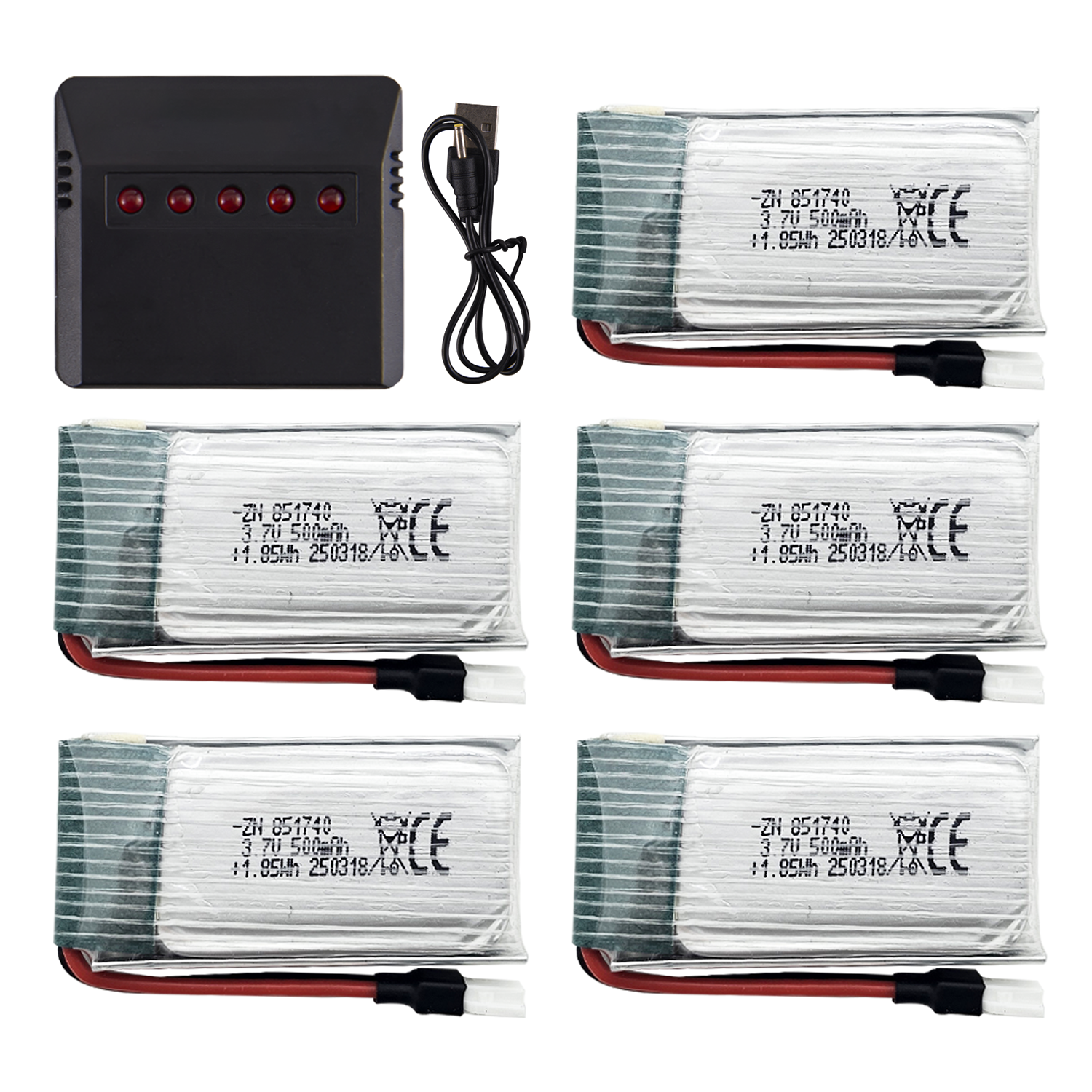 5Pcs 3.7V 500mAh LiPo Batterie - огляд і ціна Drone Power Bank